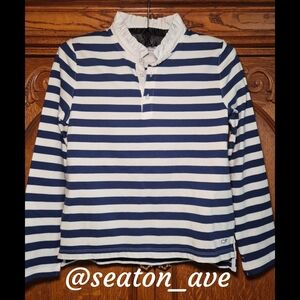 Vineyard Vines Striped, Ruffled Long Sleeve Polo